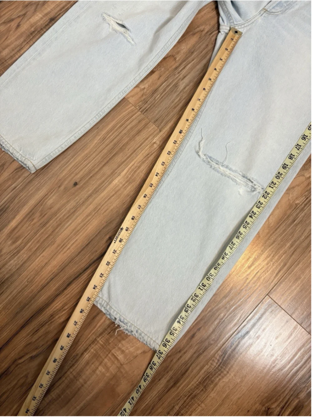 NWT AGOLDE 90s Mid Rise Straight Crop Jeans Distressed Light Wash Size 29 - Picture 10 of 12